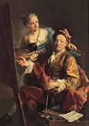 Georges desmarees Self-Portrait wiht his Daughter,Maria Antonia Germany oil painting reproduction